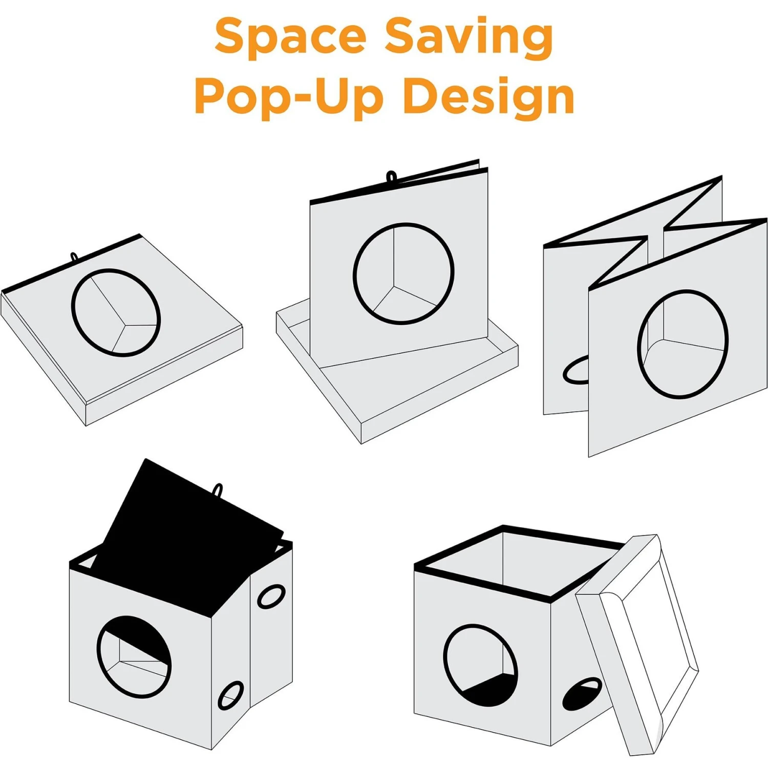 Friends Forever Taylor Collapsible Cube Cat House & Ottoman, Grey 9 Friends Forever Taylor Collapsible Cube Cat House & Ottoman, Grey - Image 9