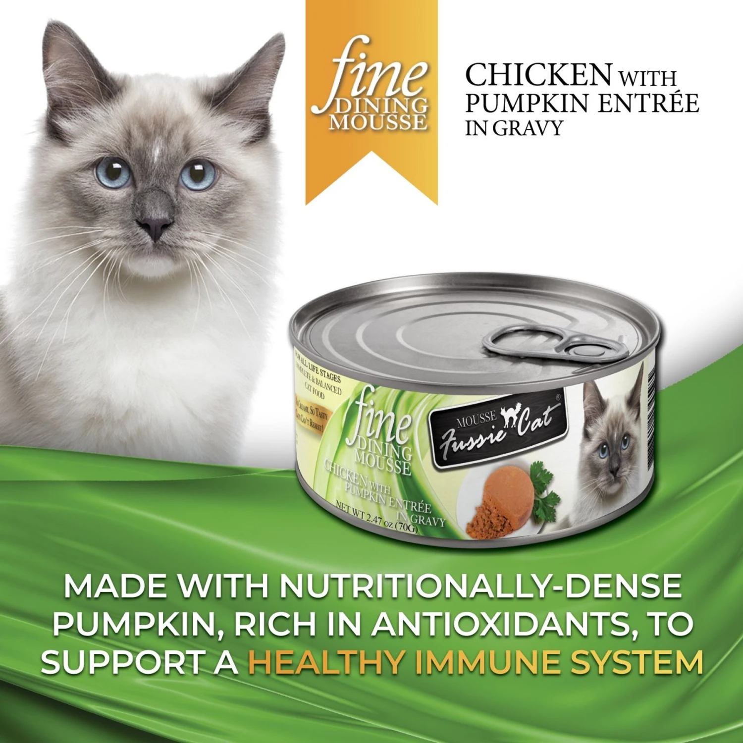 Fussie Cat Fine Dining Mousse Chicken With Pumpkin Entree Wet Cat Food, 2.47-oz Can, Case Of 24 2 Fussie Cat Fine Dining Mousse Chicken With Pumpkin Entree Wet Cat Food, 2.47-oz Can, Case Of 24 - Image 2
