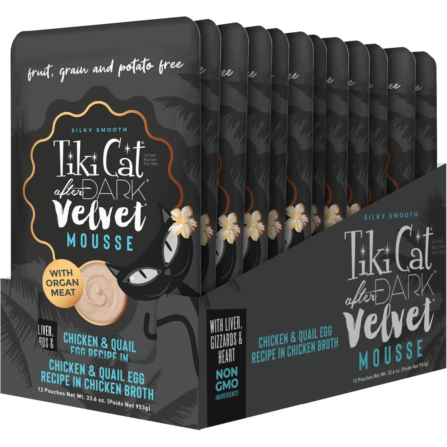 Tiki Cat After Dark Velvet Mousse Chicken & Quail Egg Grain-Free Wet Cat Food, 2.8-oz Pouch, Case Of 12 2 Tiki Cat After Dark Velvet Mousse Chicken & Quail Egg Grain-Free Wet Cat Food, 2.8-oz Pouch, Case Of 12 - Image 2