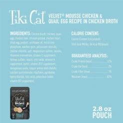 Tiki Cat After Dark Velvet Mousse Chicken & Quail Egg Grain-Free Wet Cat Food, 2.8-oz Pouch, Case Of 12 10 Tiki Cat After Dark Velvet Mousse Chicken & Quail Egg Grain-Free Wet Cat Food, 2.8-oz Pouch, Case Of 12 -Farmina Pet Shop 883926 PT2. AC SS1800 V1690570678